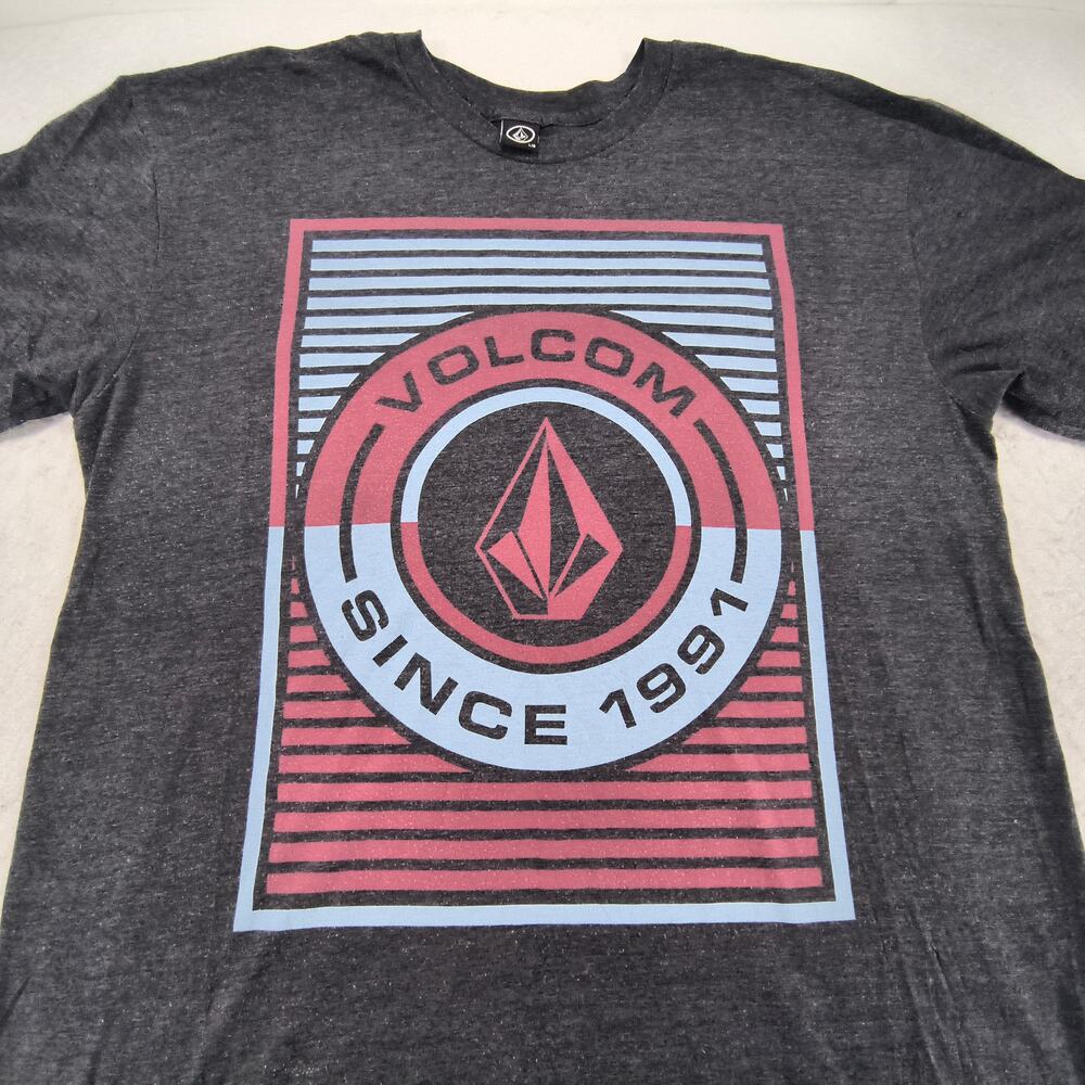 Volcom Crew Neck Short Sleeve Graphic T Shirt Mens Size Large L Black